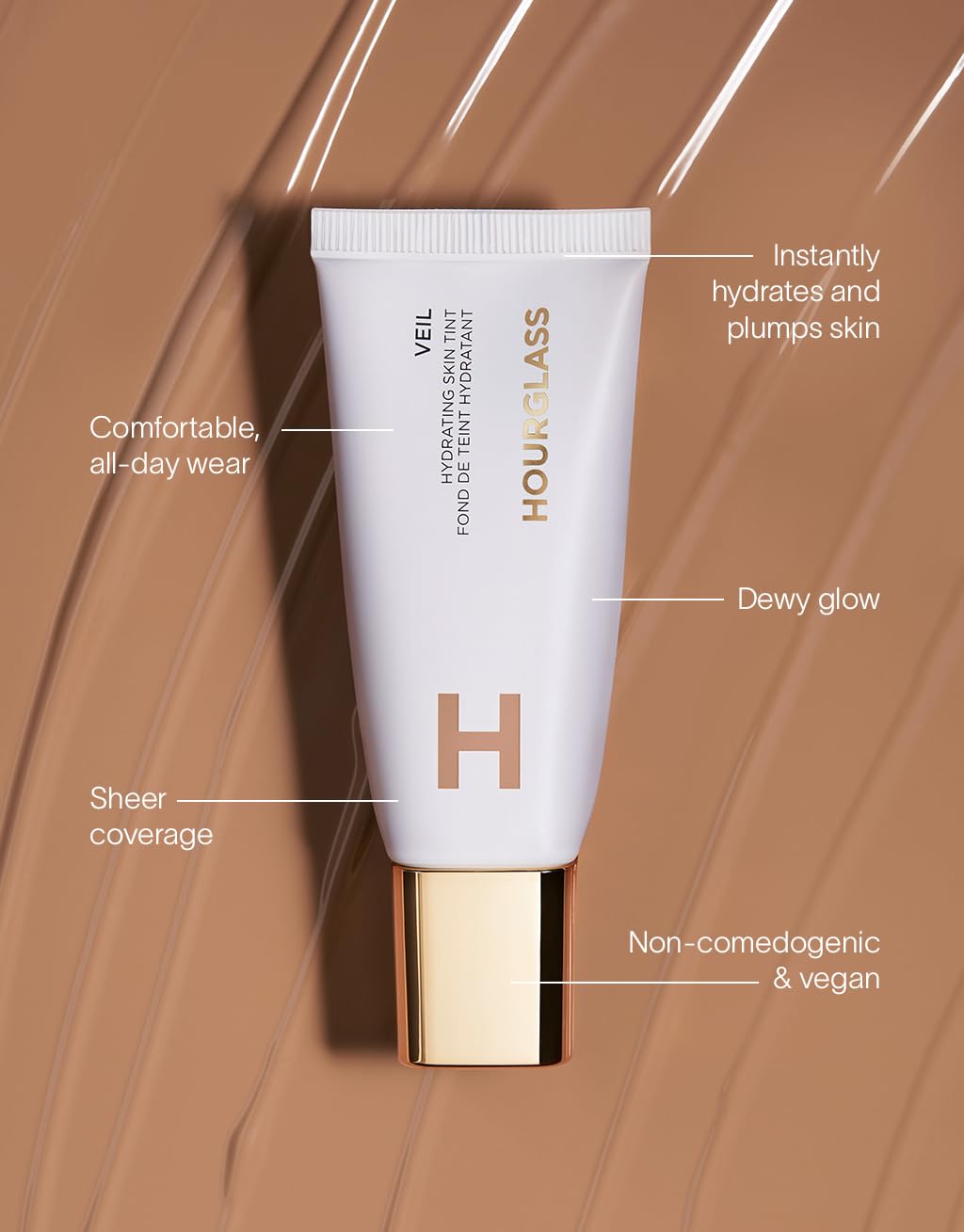 Hourglass Veil Hydrating Skin Tint, Dewy Tinted Moisturizer, Makeup and Skincare Benefits, Lightweight, Buildable Coverage, Vegan, Cruelty-Free Hourglass Skin Tint for Radiant, Natural Glow - Image 8